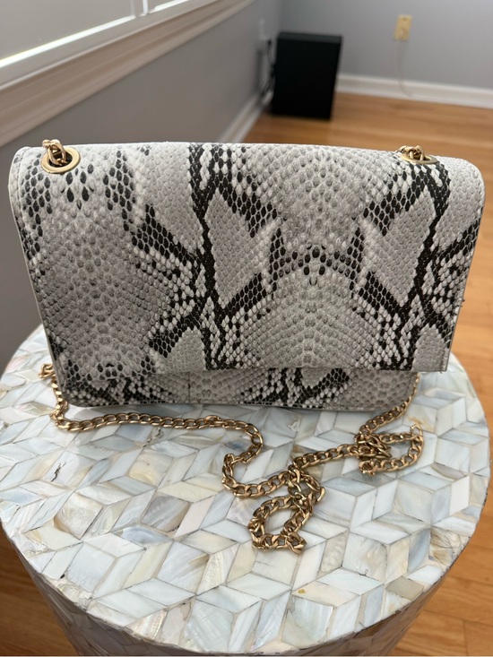 Handbags - Snake-Print Chain Shoulder Bag in Black & White